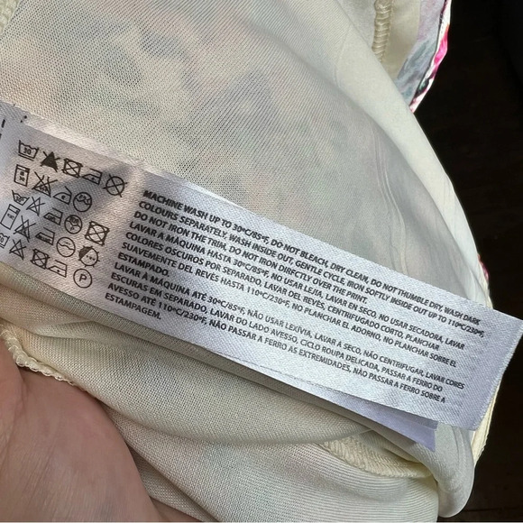 Mismash White Pink Floral Cap Sleeve Formal White Midi Dress Women’s Size Medium - Picture 13 of 16